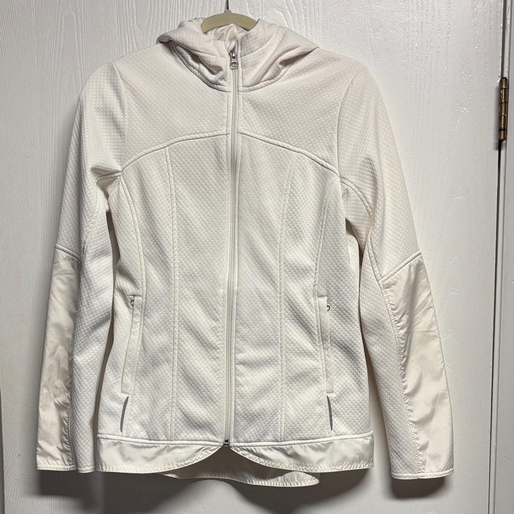 Prana White Hooded Zip-Up Jacket